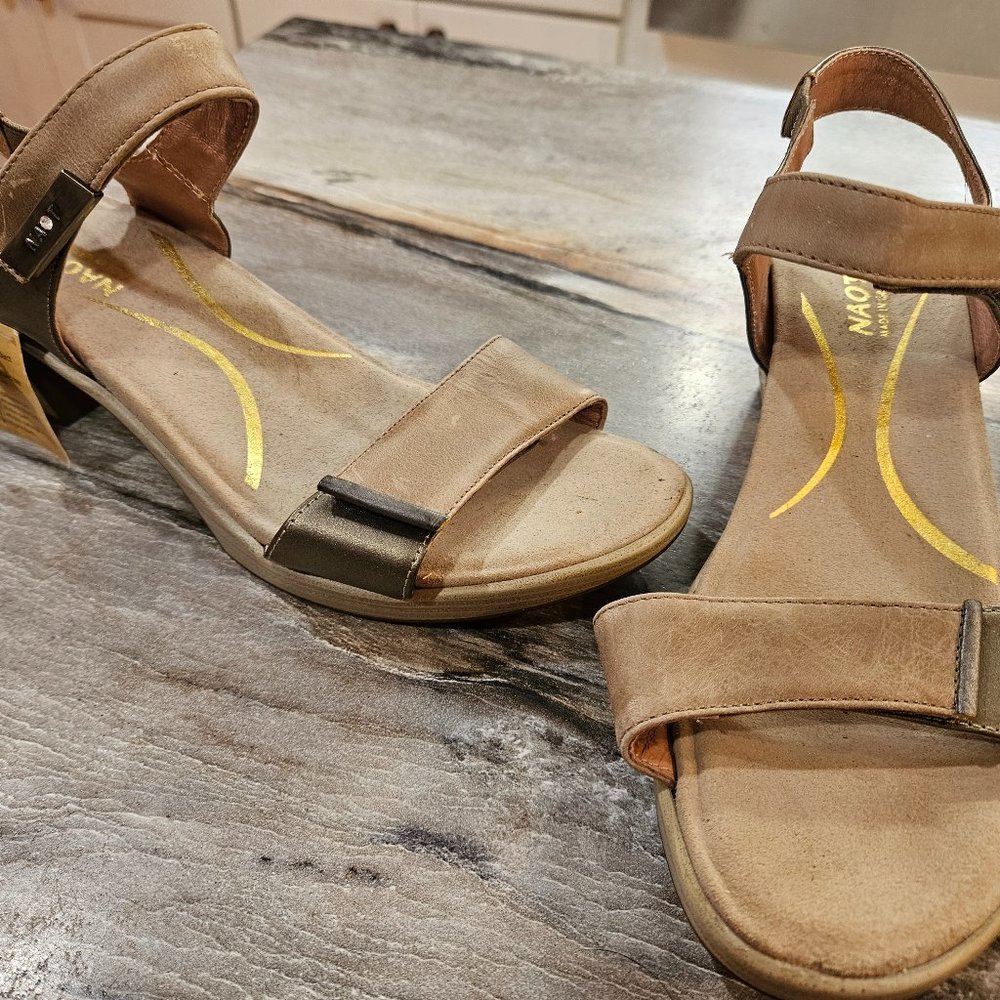 Naot size 7 sandals, tan in color